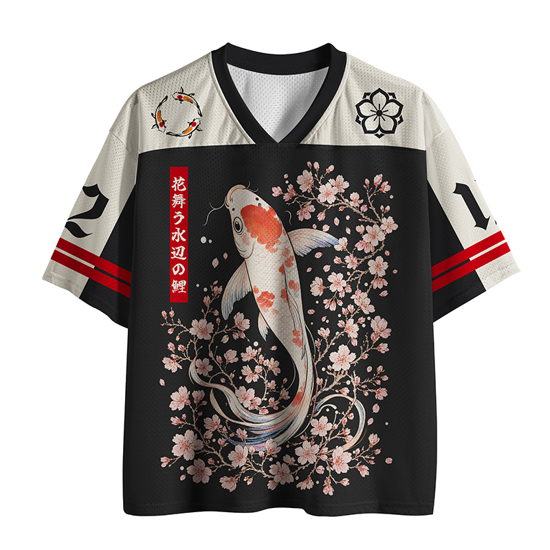 Tokyo-Tiger Koi In Sakura Mesh Jersey