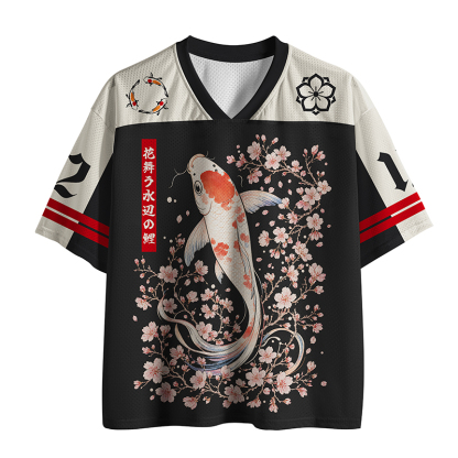 Tokyo-Tiger Koi In Sakura Mesh Jersey