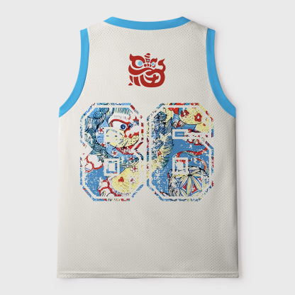 Tokyo-Tiger Vintage Fu Lion Traditional Asian Art Mesh Tank Top
