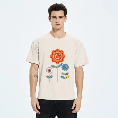 Tokyo‑Tiger Retro Floral Art Washed T‑Shirt