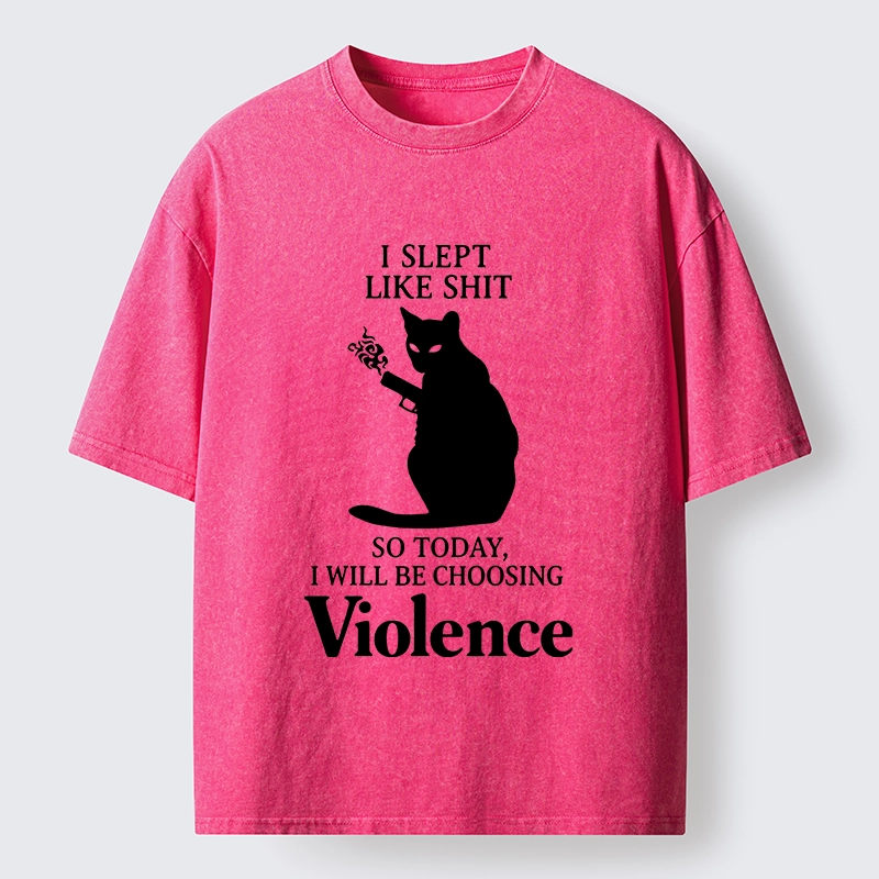 Tokyo-Tiger Mad Cat Mood Washed T-Shirt