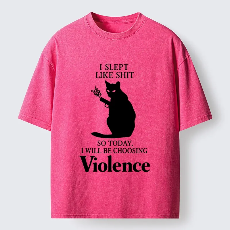 Tokyo-Tiger Mad Cat Mood Washed T-Shirt
