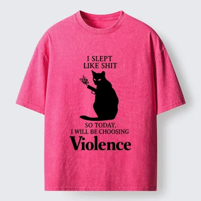Tokyo-Tiger Mad Cat Mood Washed T-Shirt