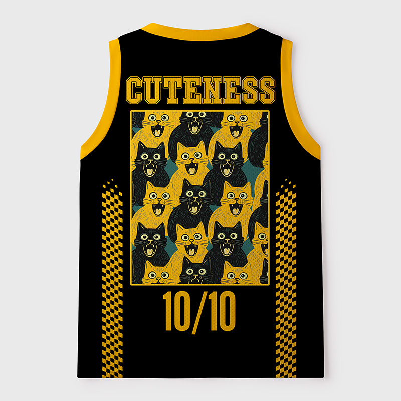 Tokyo-Tiger Black And Yellow Cat Party Mesh Tank Top