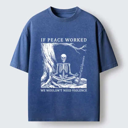 Tokyo-Tiger Calm Skeleton Samurai Meme Washed T-Shirt