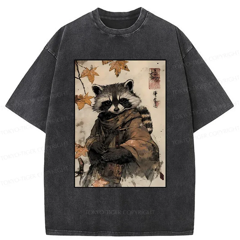 Tokyo-Tiger Raccoon Ninja Washed T-Shirt