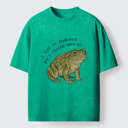 Tokyo‑Tiger Mischievous Frog Funny Washed T-Shirt