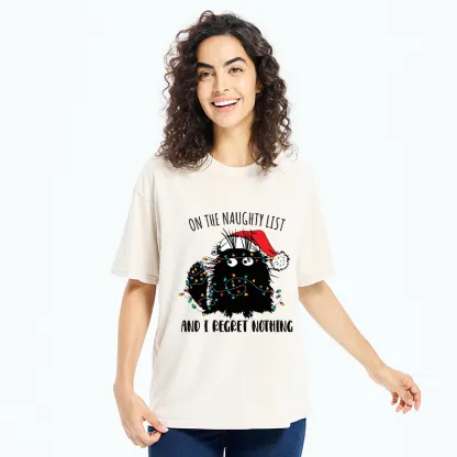Tokyo-Tiger Mischievous Christmas Black Cat Washed T-Shirt