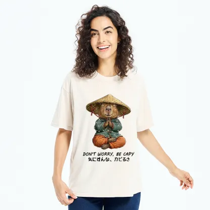 Tokyo-Tiger Zen Capybara Funny Meme Washed T-Shirt