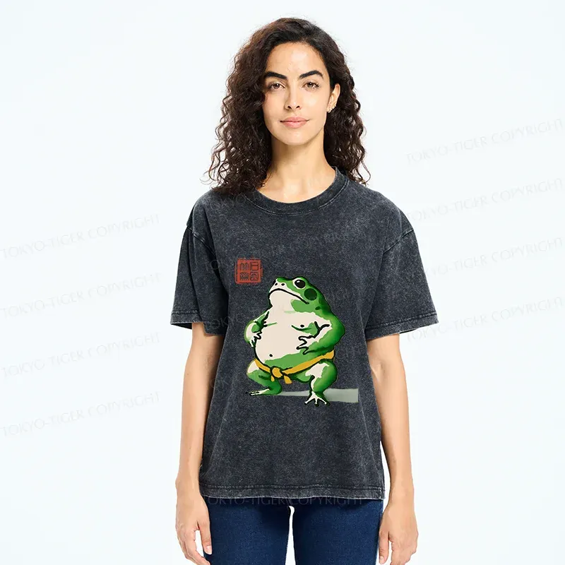 Tokyo-Tiger Frog Sumo Wrestler Washed T-Shirt