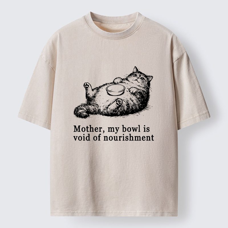 Tokyo‑Tiger Hungry Fat Cat Funny Washed T‑Shirt