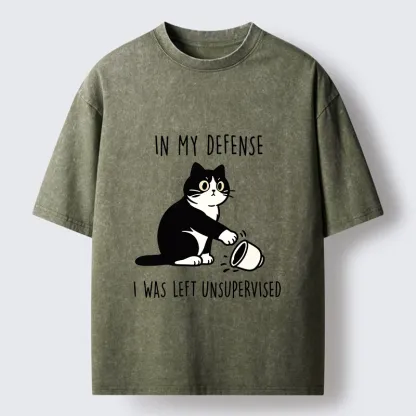 Tokyo‑Tiger Funny Naughty Cat Washed T‑Shirt