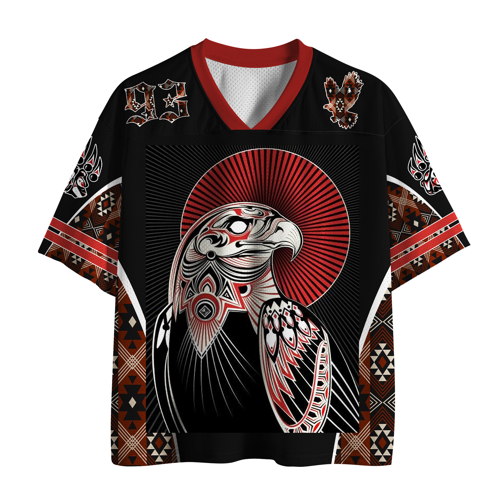 Tokyo-Tiger Dark Tribal Eagle Totem Mesh Jersey