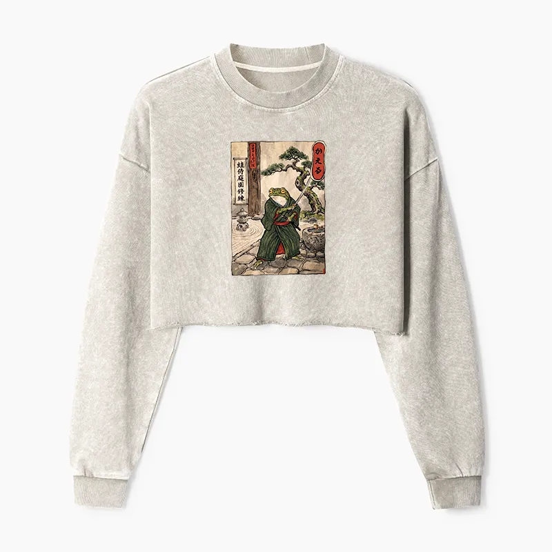 Tokyo-Tiger Samurai Frog Training Washed Crop Sweatshirt