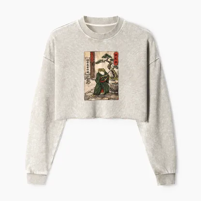 Tokyo-Tiger Samurai Frog Training Washed Crop Sweatshirt