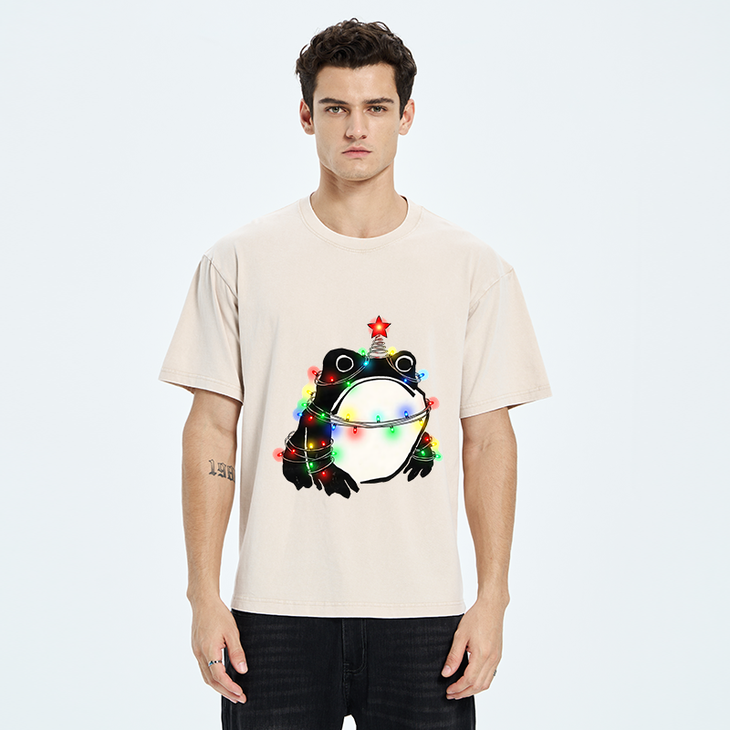 Tokyo-Tiger Christmas Lights Frog Washed T-Shirt