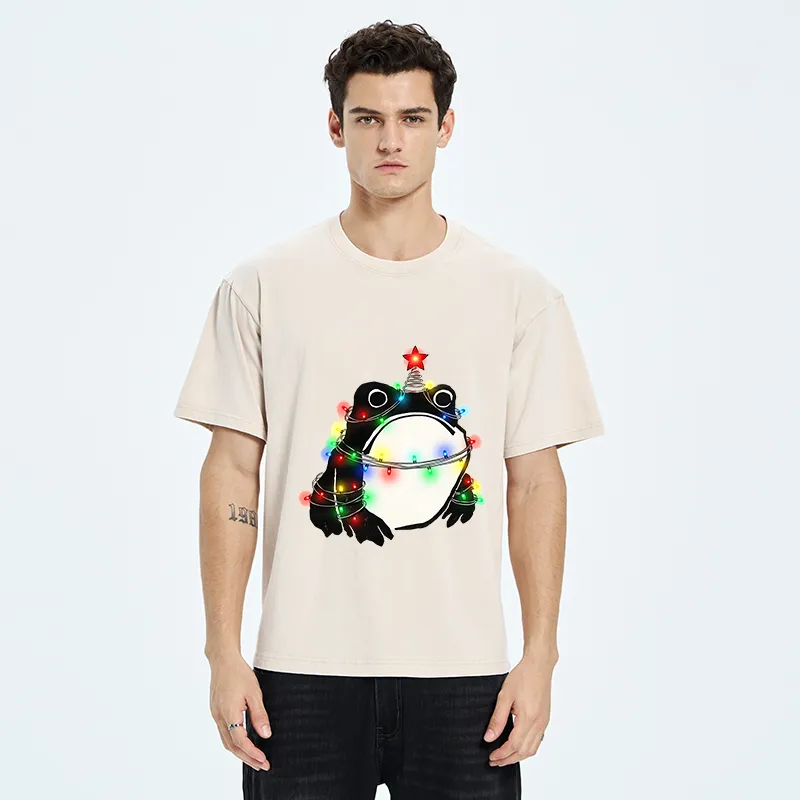 Tokyo-Tiger Christmas Lights Frog Washed T-Shirt