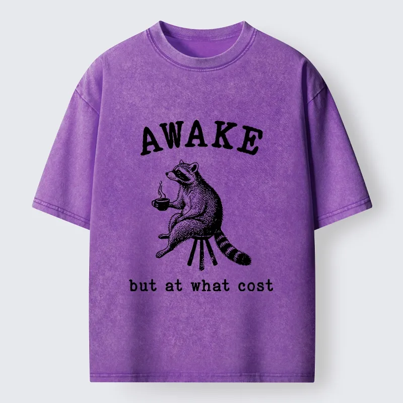 Tokyo‑Tiger Coffee Raccoon Mood Washed T‑Shirt