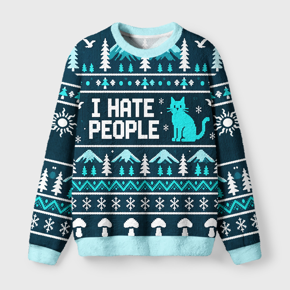 Tokyo-Tiger Indifferent Holiday Night Fuzzy Christmas Ugly Sweatshirt