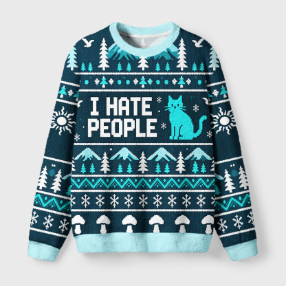 Tokyo-Tiger Indifferent Holiday Night Fuzzy Christmas Ugly Sweatshirt