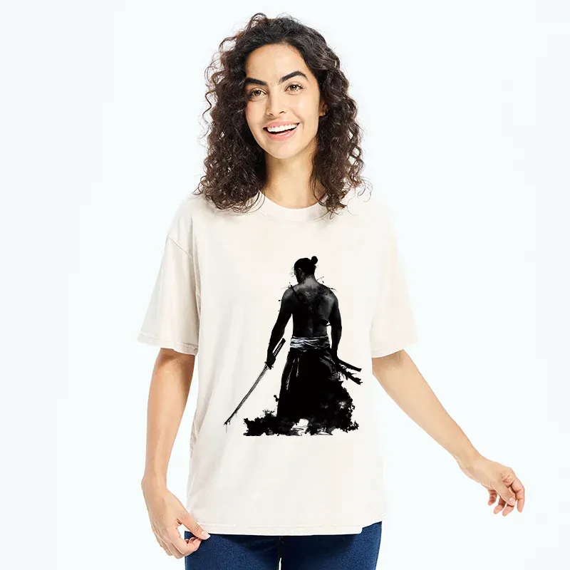 Tokyo-Tiger Strong Japanese Samurai Washed T-Shirt