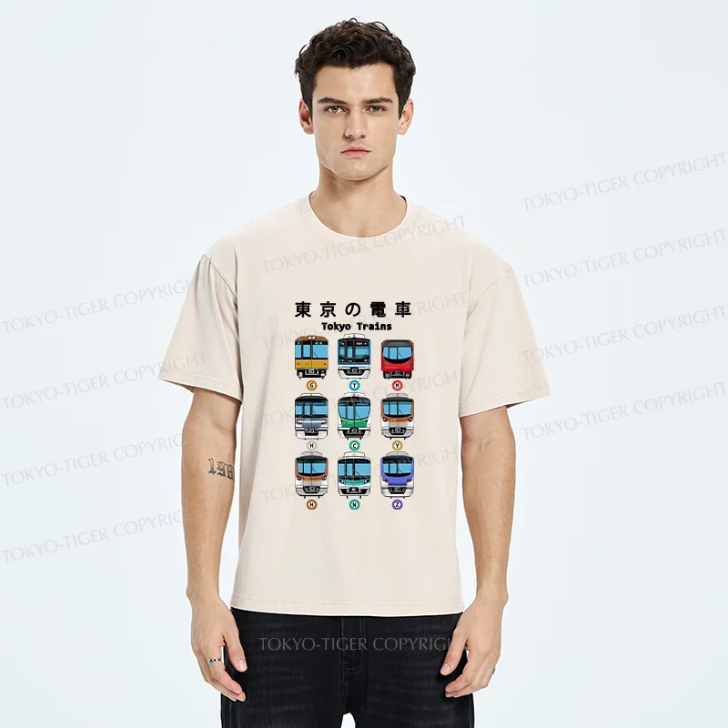Tokyo-Tiger Tokyo Train Japan Washed T-Shirt