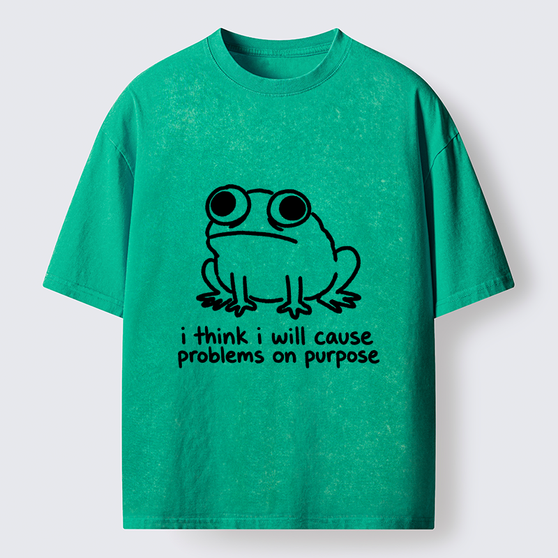 Tokyo-Tiger Funny Frog Quote Washed T-Shirt