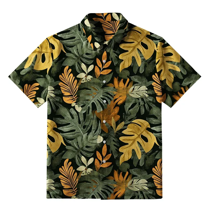 Tokyo-Tiger Tropical Leaf Frenzy Button-up Shirt Sale