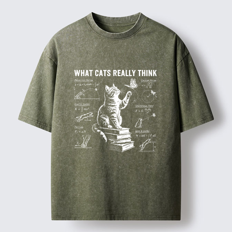 Tokyo-Tiger True Thoughts Of A Cat While Chasing Butterfly Washed T-Shirt