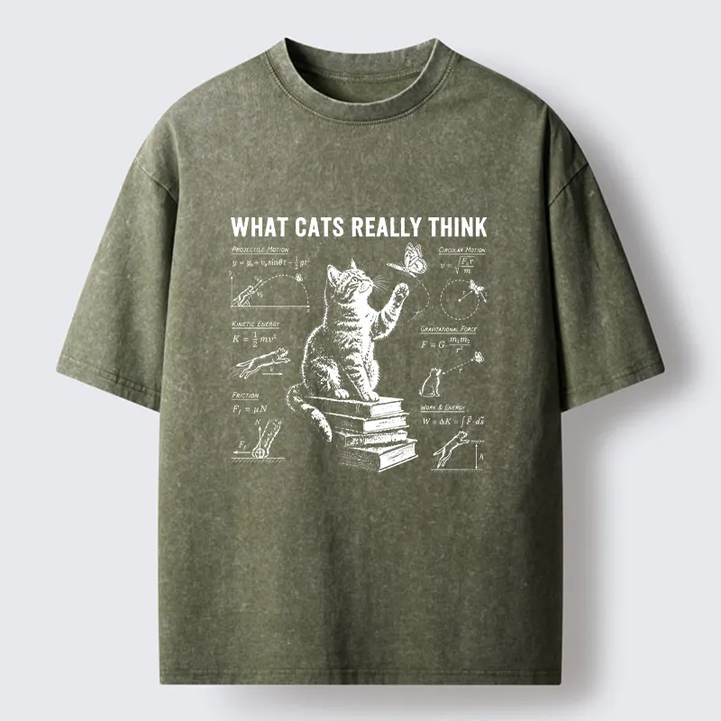 Tokyo-Tiger True Thoughts Of A Cat While Chasing Butterfly Washed T-Shirt