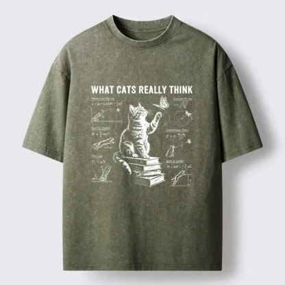 Tokyo-Tiger True Thoughts Of A Cat While Chasing Butterfly Washed T-Shirt