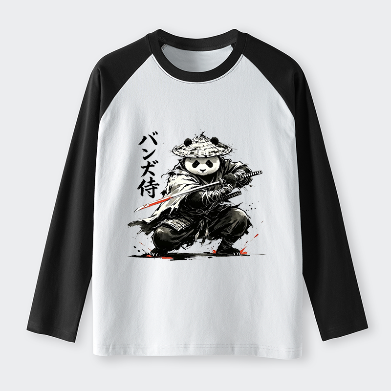 Tokyo-Tiger Panda Samurai Warrior Raglan Long Sleeve T-shirt