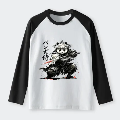 Tokyo-Tiger Panda Samurai Warrior Raglan Long Sleeve T-shirt