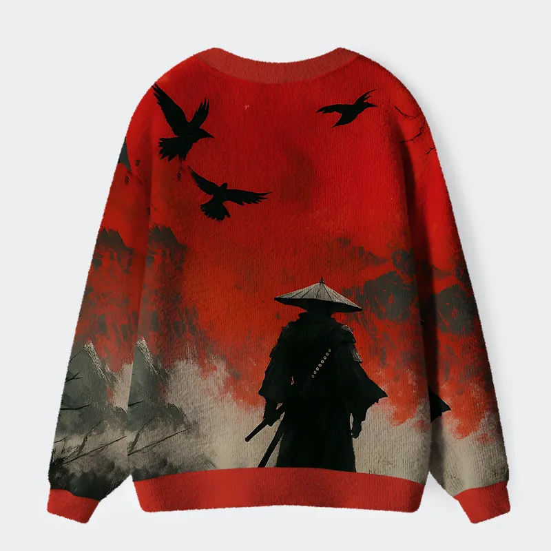 Tokyo-Tiger Blood Night Samurai Ugly Cardigan Sweater