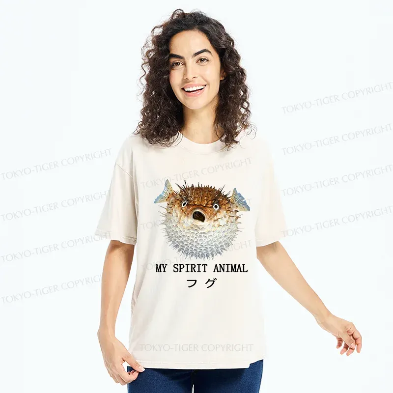 Tokyo-Tiger Grumpy Pufferfish Washed T-Shirt