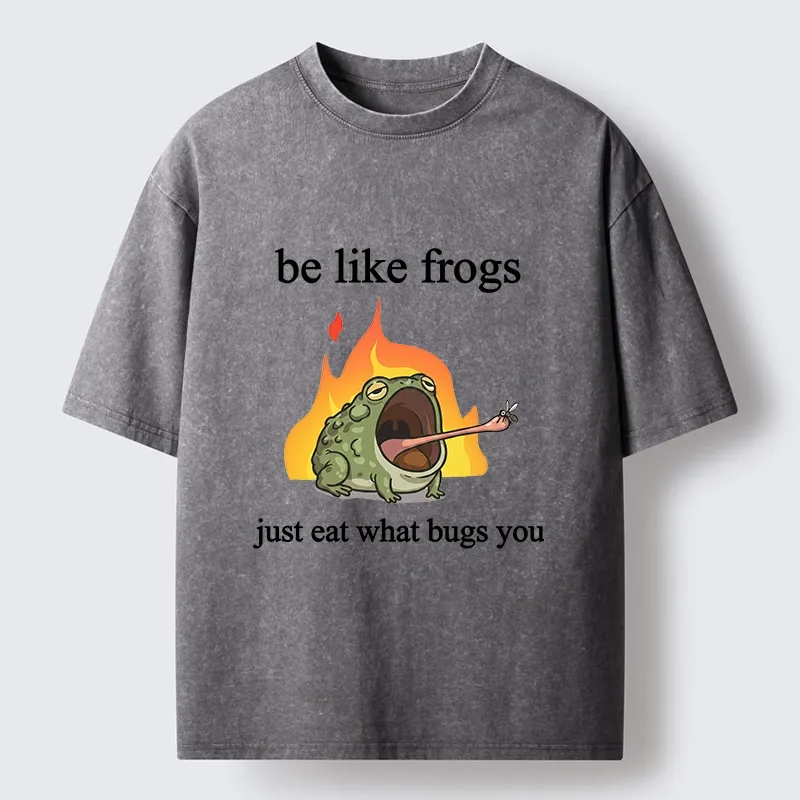 Tokyo‑Tiger Funny Fire Frog Meme Washed T‑Shirt