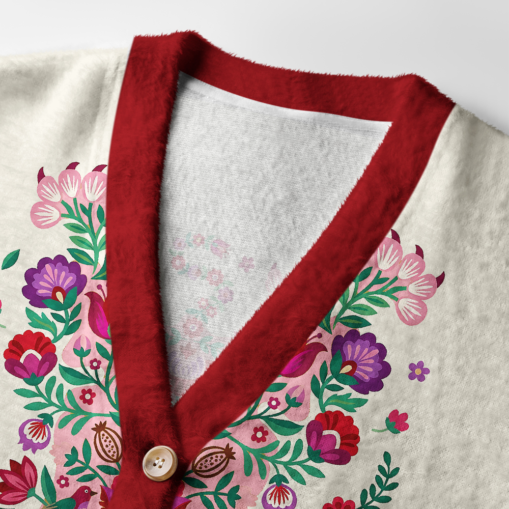 Tokyo-Tiger Floral Tiger Ugly Cardigan Sweater