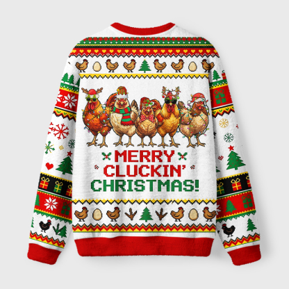 Tokyo-Tiger Funny Christmas Chicken Group Fuzzy Christmas Ugly Sweatshirt
