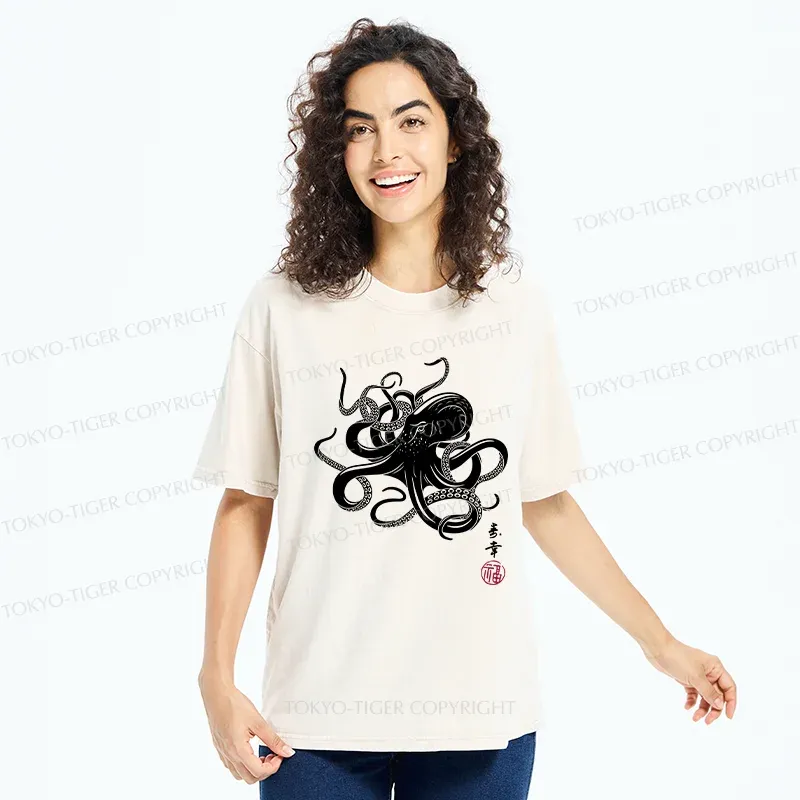 Tokyo-Tiger Vintage Octopus Washed T-Shirt