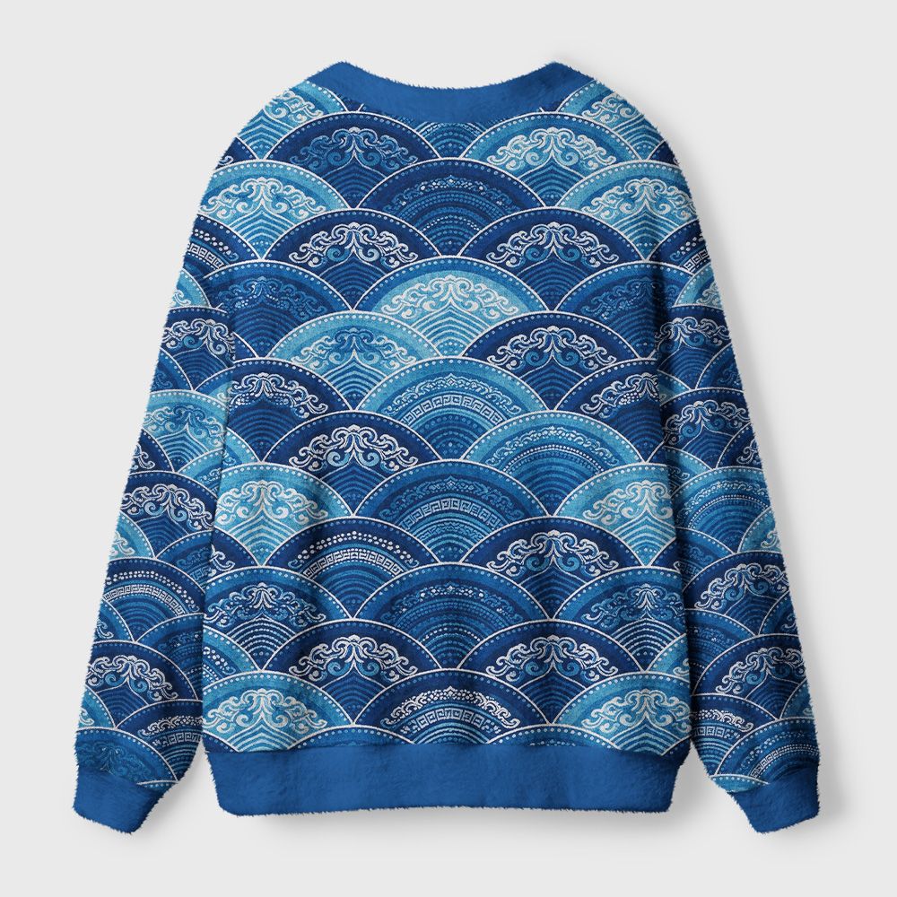 Tokyo-Tiger Seigaiha Wave Ugly Cardigan Sweater