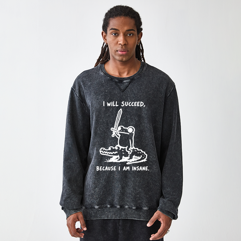 Tokyo-Tiger Warrior Frog Funny Meme Washed Terry Sweatshirt