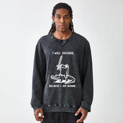 Tokyo-Tiger Warrior Frog Funny Meme Washed Terry Sweatshirt