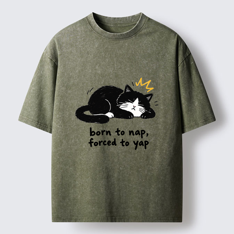 Tokyo-Tiger Cute Lazy Cat Funny Meme Washed T-Shirt