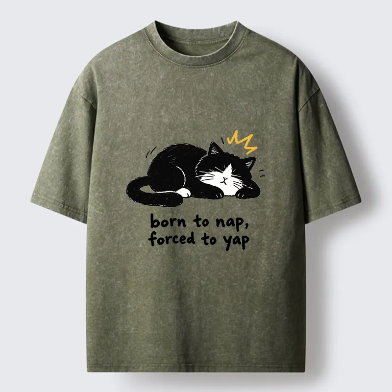 Tokyo-Tiger Cute Lazy Cat Funny Meme Washed T-Shirt