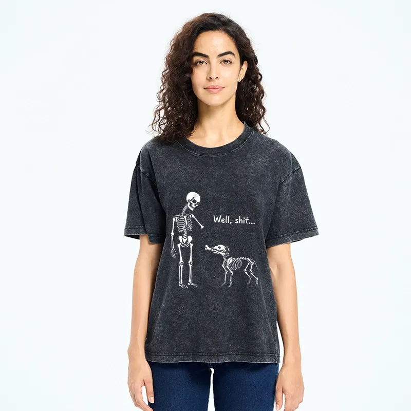 Tokyo-Tiger Skeleton Surprise Joke Washed T-Shirt