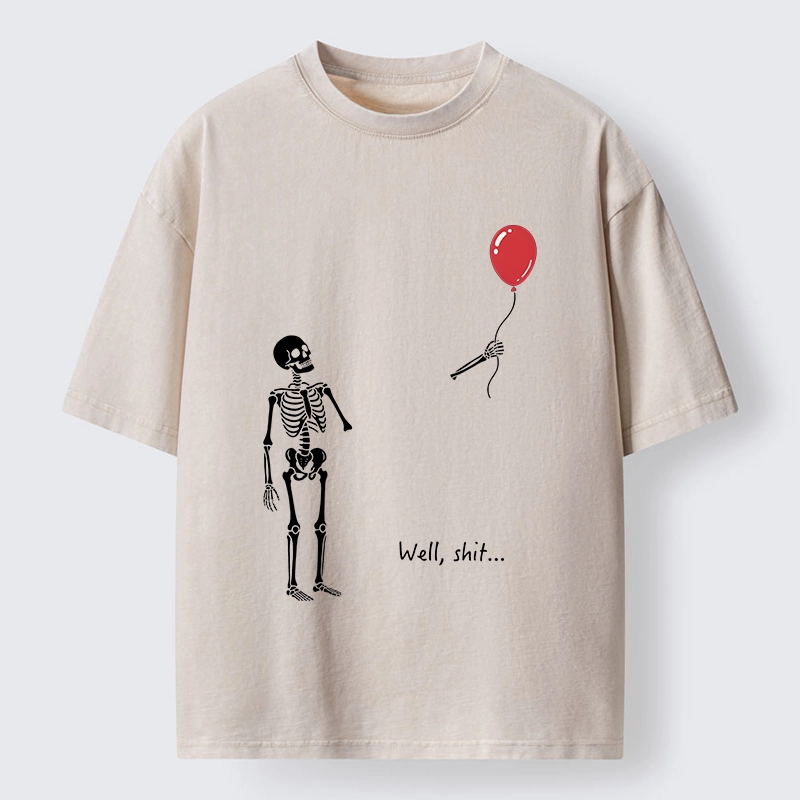 Tokyo-Tiger Skeleton Balloon Meme Washed T-Shirt