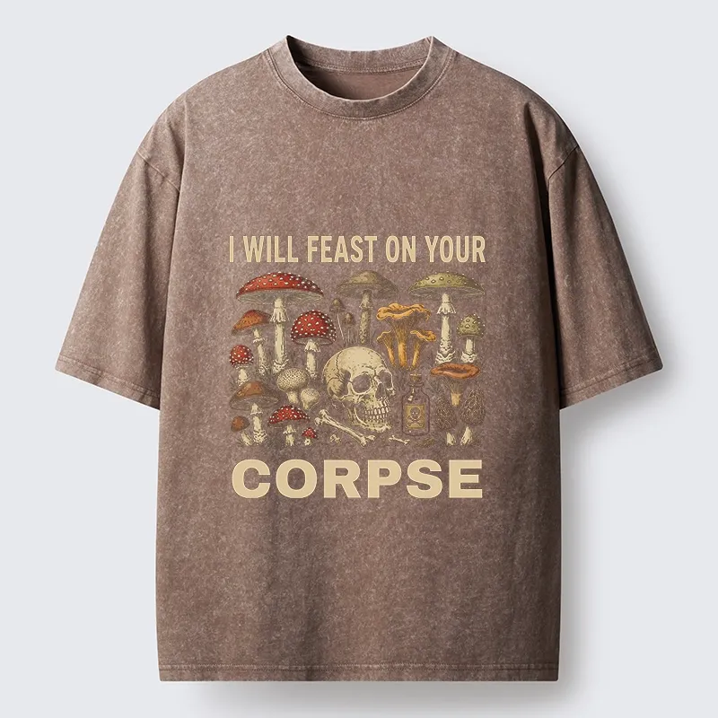 Tokyo‑Tiger Funny Mushroom Skull Washed T‑Shirt
