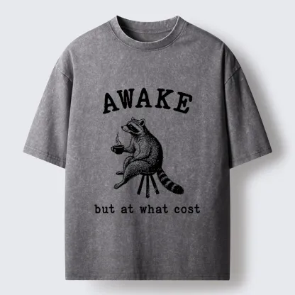 Tokyo‑Tiger Coffee Raccoon Mood Washed T‑Shirt