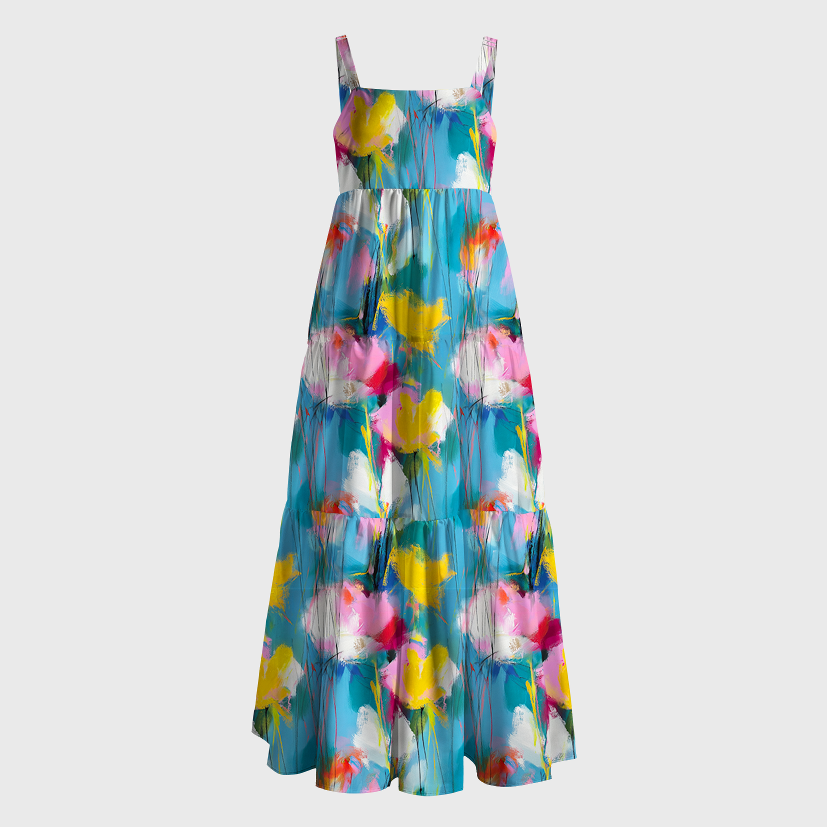 Tokyo-Tiger Summer Splash Abstract Paint Maxi Dress