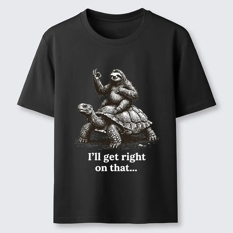 Tokyo-Tiger Sloth On Turtle Slow Friends Funny Meme Classic T-Shirt